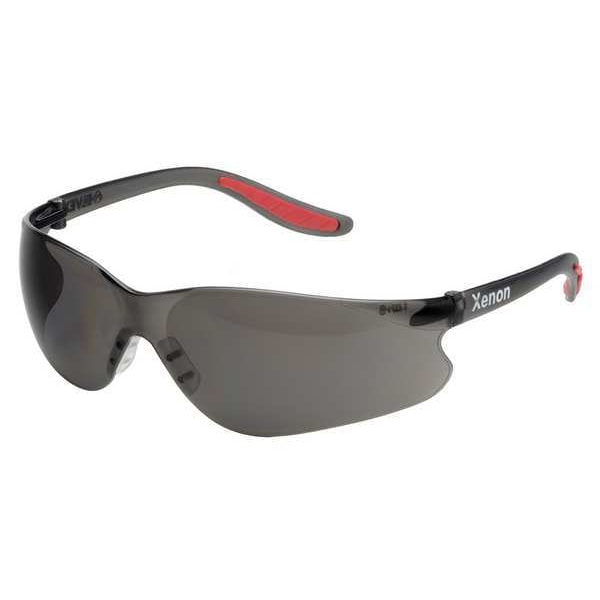 Safety Glasses, Wraparound Gray Polycarbonate Lens, Uncoated