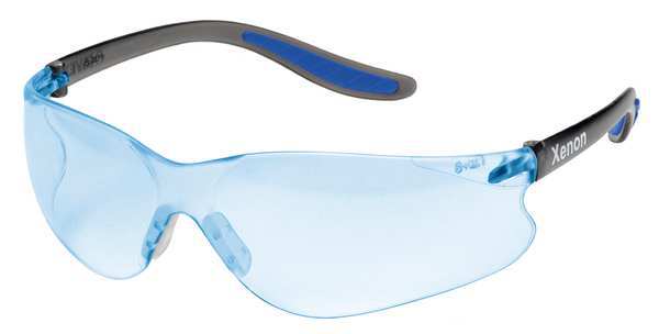 Safety Glasses, Wraparound Blue Polycarbonate Lens, Uncoated