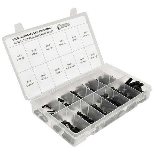 Cap Screw Assortment, Alloy Steel, Black Oxide Finish