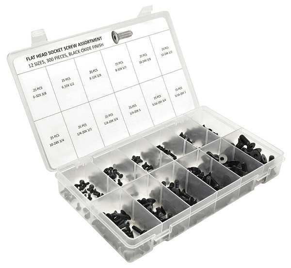 Cap Screw Assortment, Alloy Steel, Black Oxide Finish
