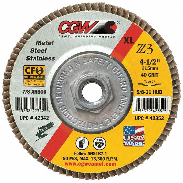 Flap Disc, 4.5x5/8-11, T27, Z3, Reg, 40G