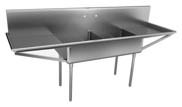 27 1/2 in W x 99 in L x 48 in H, Floor Mount, 304 Stainless steel