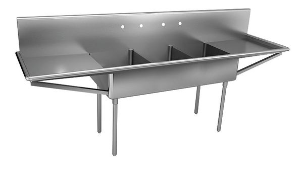 27 1/2 in W x 96 in L x 48 in H, Floor Mount, 304 Stainless steel