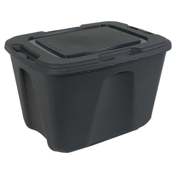 Storage Tote, Gray, Polypropylene, 23 1/2 in L, 17 1/2 in W, 15 1/2 in H, 18 gal Volume Capacity