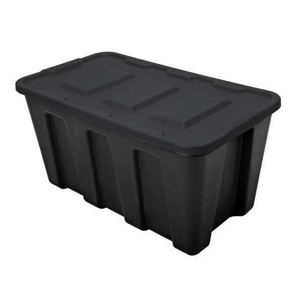 Storage Tote, Black, Polypropylene, 32 1/2 in L, 16 3/4 in W, 18 1/2 in H, 34 gal Volume Capacity