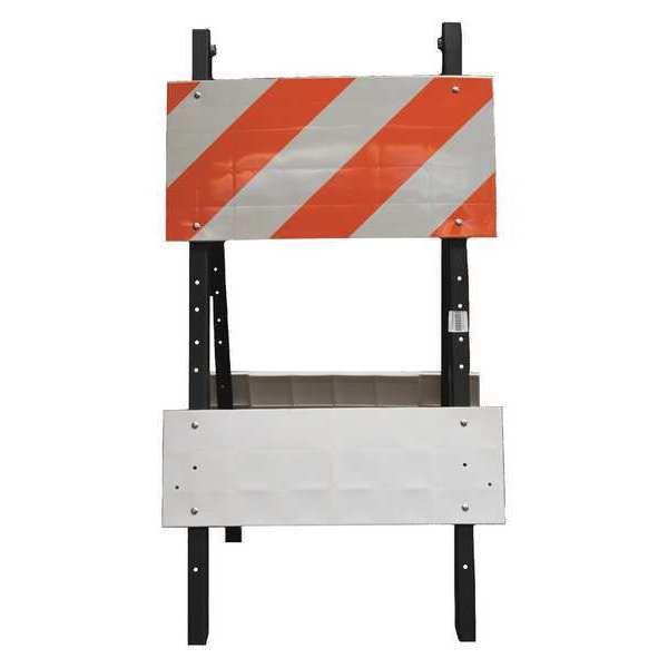 Leg Frame Type 1 Barricade, EGR Sheeting, 41 in H, 41 in L, 24 in W, Orange/White