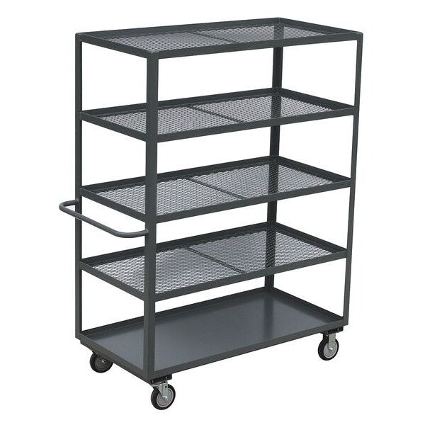 12 ga. Steel Open Stock Cart, Tubular With Smooth Radius Bend, 5 Shelves, 1,400 lb
