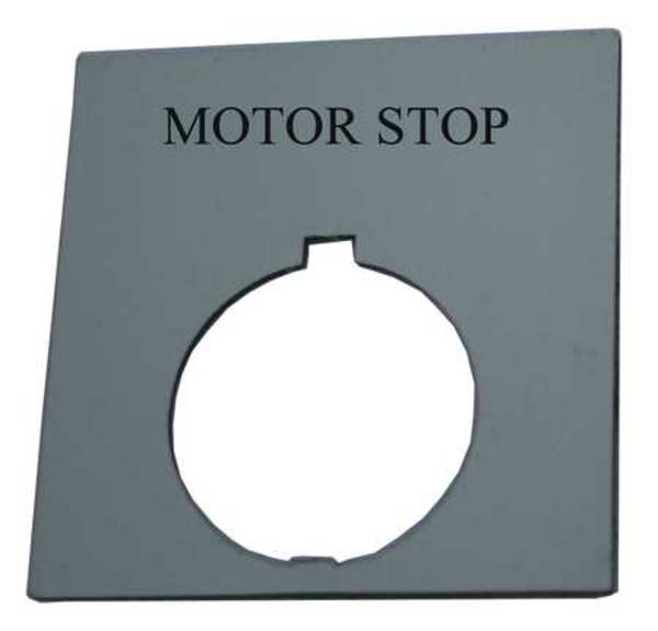 Legend Plate, Square, Motor Stop, Black