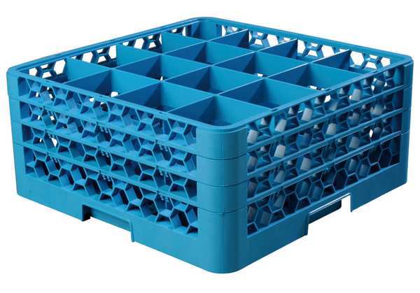 Glass Rack w/3 Extenders, 16 Comp, PK2