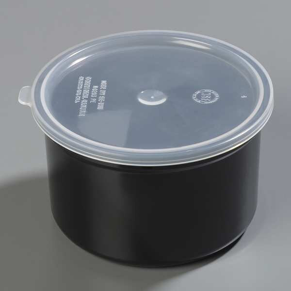 Poly-Tuf Crock w/Lid, 1.5 qt, Black, PK6