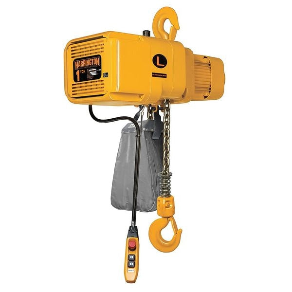 Electric Chain Hoist, 2,000 lb, 15 ft, Hook Mounted - No Trolley, Yellow