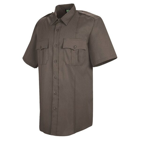 Sentry Shirt, SS, Brown, Neck 19-1/2 In.
