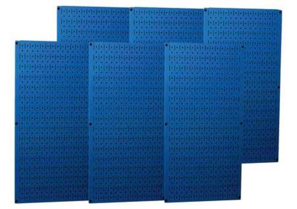 Pegboard Panel, Round 1/4 in Holes, 1 in Hole Spacing, 32 in H x 96 in W x 3/4 in D, Blue
