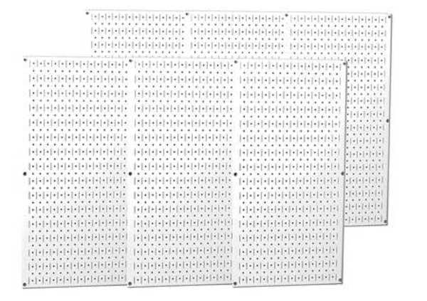 Pegboard Panel, Round 1/4 in Holes, 1 in Hole Spacing, 32 in H x 96 in W x 3/4 in D, White