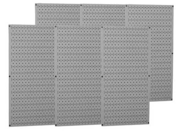 Pegboard Panel, Round 1/4 in Holes, 1 in Hole Spacing, 32 in H x 96 in W x 3/4 in D, Gray