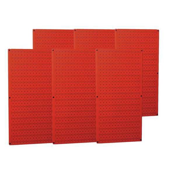 Pegboard Panel, Round 1/4 in Holes, 1 in Hole Spacing, 32 in H x 96 in W x 3/4 in D, Red