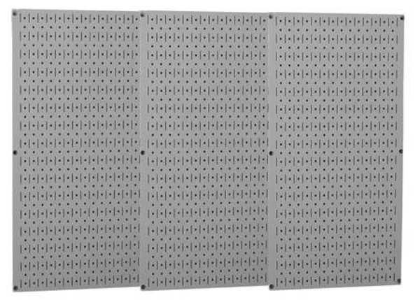 Pegboard Panel, Round 1/4 in Holes, 1 in Hole Spacing, 32 in H x 48 in W x 3/4 in D, Gray
