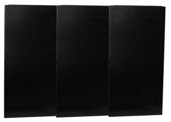 Pegboard Panel, Round 1/4 in Holes, 1 in Hole Spacing, 32 in H x 48 in W x 3/4 in D, Black