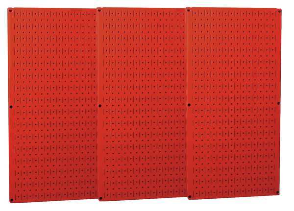 Pegboard Panel, Round 1/4 in Holes, 1 in Hole Spacing, 32 in H x 48 in W x 3/4 in D, Red