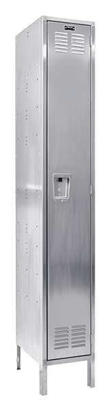 Wardrobe Locker, 12 in W, 18 in D, 78 in H, (1) Tier, (1) Wide, Silver
