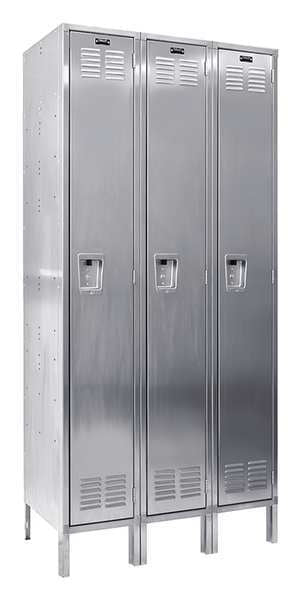 Wardrobe Locker, 54 in W, 18 in D, 78 in H, (1) Tier, (3) Wide, Silver
