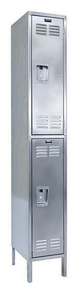 Wardrobe Locker, 18 in W, 18 in D, 78 in H, (1) Wide, (2) Openings, Silver