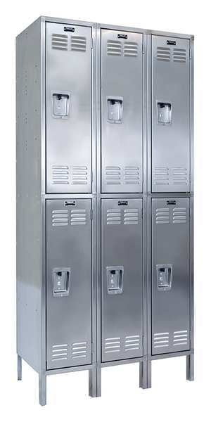 Wardrobe Locker, 36 in W, 18 in D, 78 in H, (2) Tier, (3) Wide, Silver