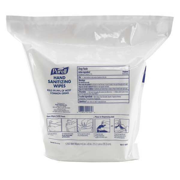 Hand Sanitizing Wipes, 1200 Count Refill for Dispensers, Non-Alcohol Formula, PK2