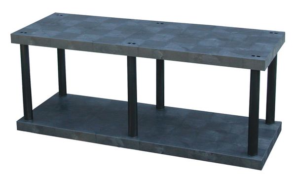 Freestanding Plastic Shelving Unit, Open Style, 24 in D, 66 in W, 27 in H, 2 Shelves, Black