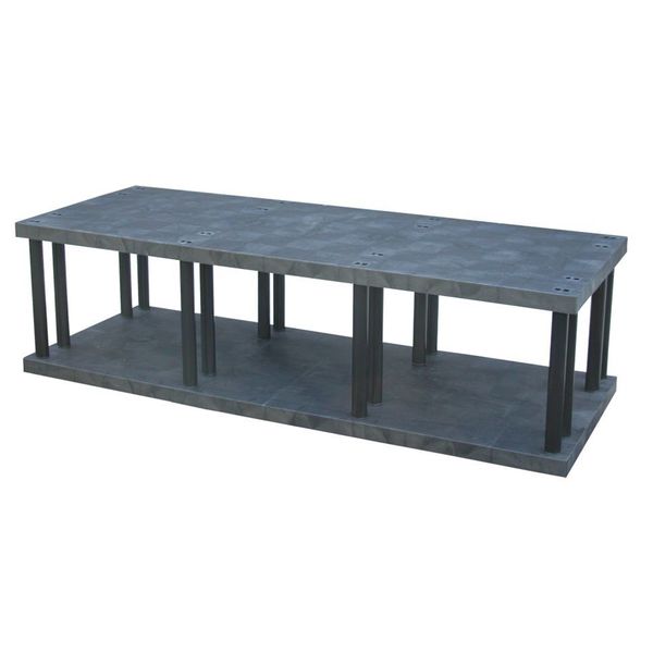 Freestanding Plastic Shelving Unit, Open Style, 36 in D, 96 in W, 27 in H, 2 Shelves, Black