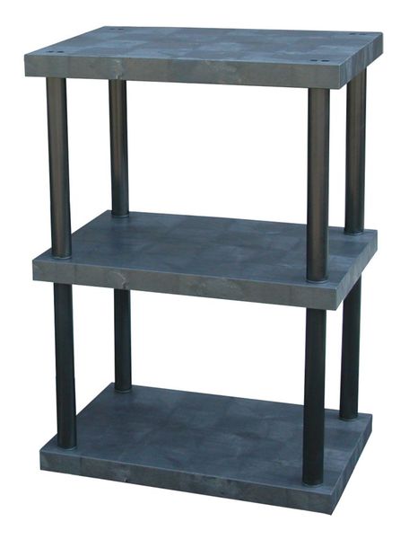 Freestanding Plastic Shelving Unit, Open Style, 24 in D, 36 in W, 51 in H, 3 Shelves, Black