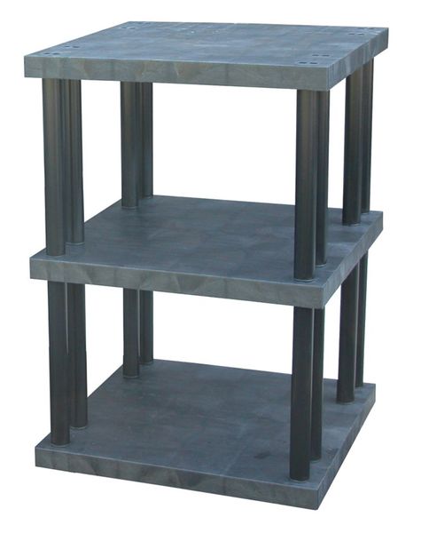 Freestanding Plastic Shelving Unit, Open Style, 36 in D, 36 in W, 51 in H, 3 Shelves, Black