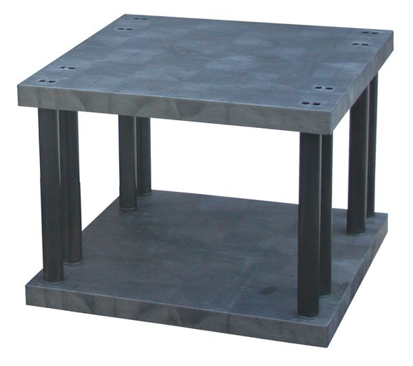 Freestanding Plastic Shelving Unit, Open Style, 36 in D, 36 in W, 27 in H, 2 Shelves, Black