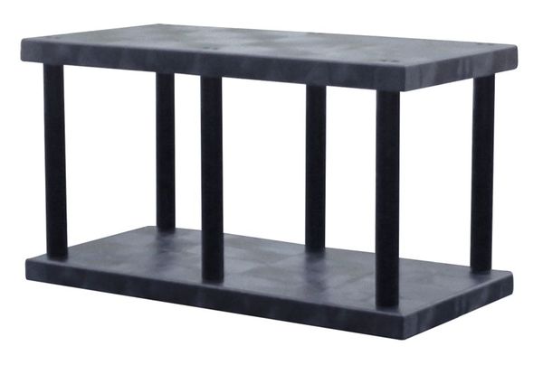 Freestanding Plastic Shelving Unit, Open Style, 24 in D, 48 in W, 27 in H, 2 Shelves, Black