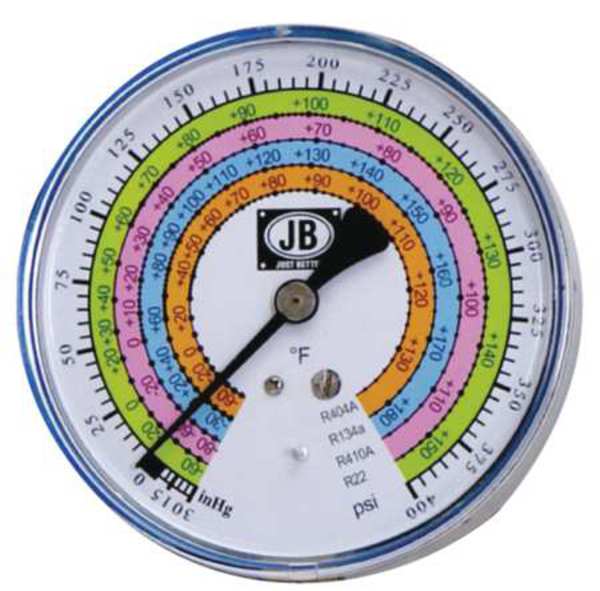 Gauge, 4 In Dia., Low Side, Blue, 400 psi