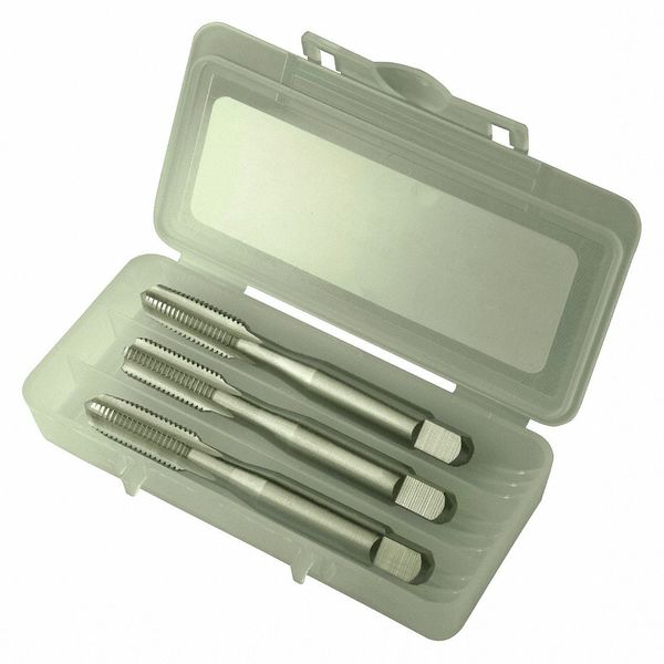 3pc HSS Taper, Plug & Bottoming Hand Tap Set HTGP Greenfield Threading Bright 3-Flute GH2 #2-56UNC