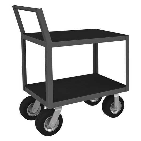 Steel Low-Profile Instrument Cart with Flush Metal Shelves, Raised, 2 Shelves, 1,200 lb