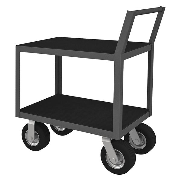Steel Low-Profile Instrument Cart with Flush Metal Shelves, Raised, 2 Shelves, 1,200 lb