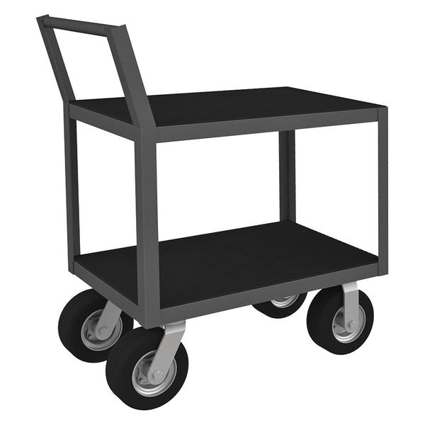 Steel Low-Profile Instrument Cart with Flush Metal Shelves, Raised, 2 Shelves, 1,200 lb