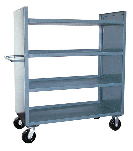 Steel Dual-Side-Access Solid-Wall Metal Stock Truck, Flat, 4 Shelves, 3,000 lb