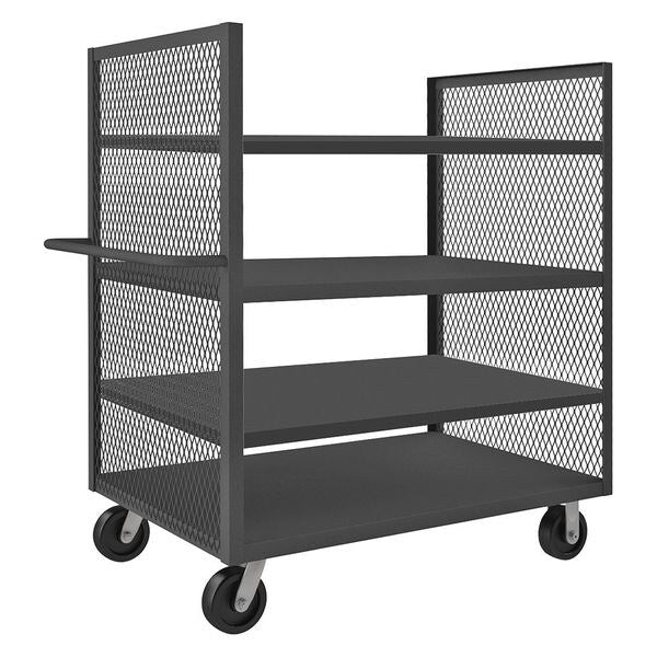 14 ga. Steel 2 Sided Mesh Stock Cart 2000 lb. Capacity, 66-1/2