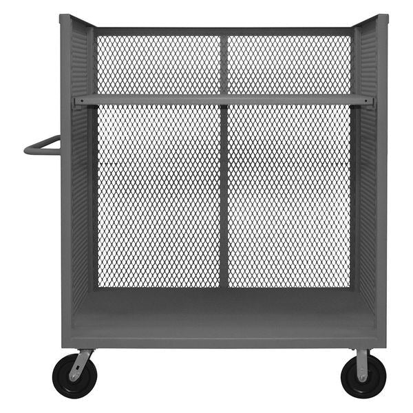 14 ga. Steel 3 Sided Mesh Stock Cart 3000 lb. Capacity, 54-1/2