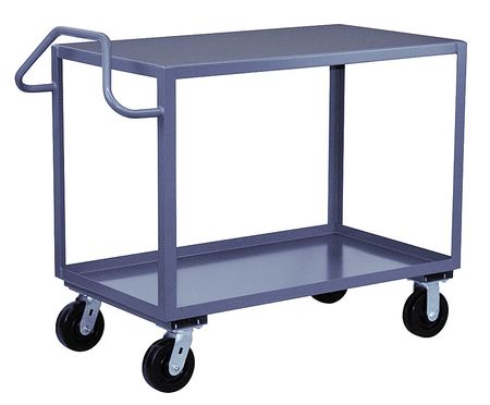 Steel Utility Cart with Lipped & Flush Metal Shelves, Ergonomic, 2 Shelves, 2,400 lb