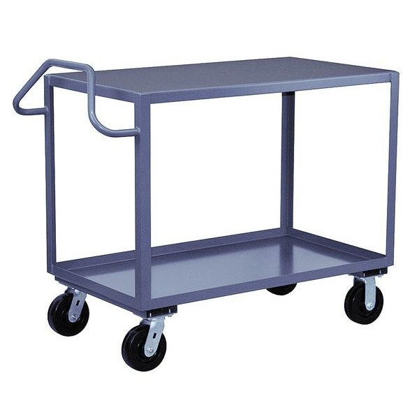 Steel Utility Cart with Lipped & Flush Metal Shelves, Ergonomic, 2 Shelves, 2,400 lb