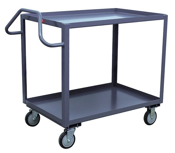 Steel Utility Cart with Lipped Metal Shelves, Ergonomic, 2 Shelves, 1,200 lb