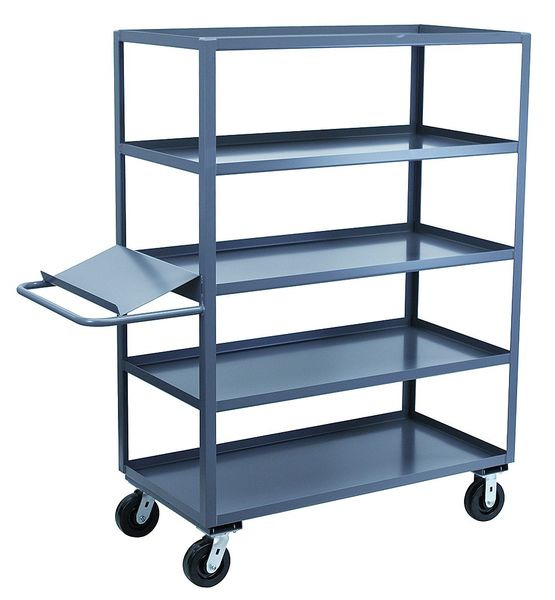 Steel Order-Picking Utility Cart with Lipped Metal Shelves, Flat, 5 Shelves, 3,000 lb