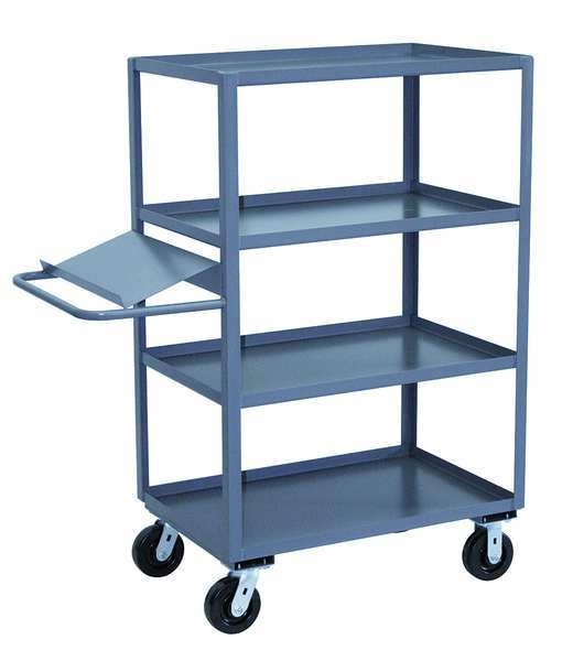 Steel Order-Picking Utility Cart with Lipped Metal Shelves, Flat, 4 Shelves, 3,000 lb