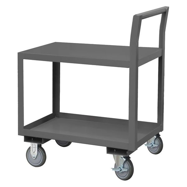 Steel Low-Profile Utility Cart with Lipped & Flush Metal Shelves, Raised, 2 Shelves, 1,200 lb