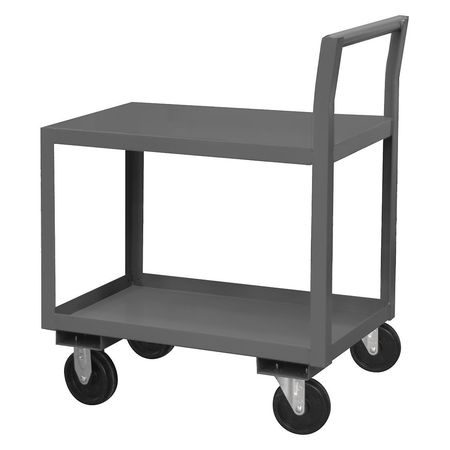 Steel Low-Profile Utility Cart with Lipped & Flush Metal Shelves, Raised, 2 Shelves, 1,200 lb