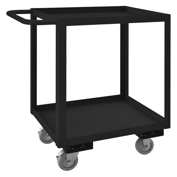 Steel Utility Cart with Lipped Metal Shelves, Flat, 2 Shelves, 1,200 lb